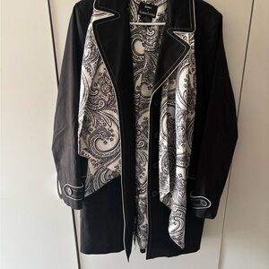 Dennis Basso Black and White Paisley Raincoat/Blazer